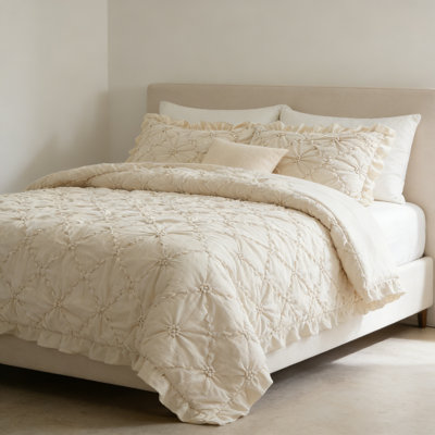 Set 3 Pieces, Farmhouse Shabby Chic Bedding, Soft All-Season Comforter With Pillowcases