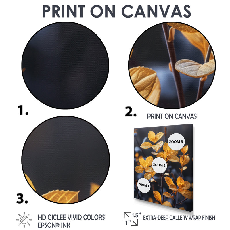  «Eucalyptus de luxe lumineux jaune et noir - art mural Eucalyptus salon, Toile tendue, H 32 po x l 16 po