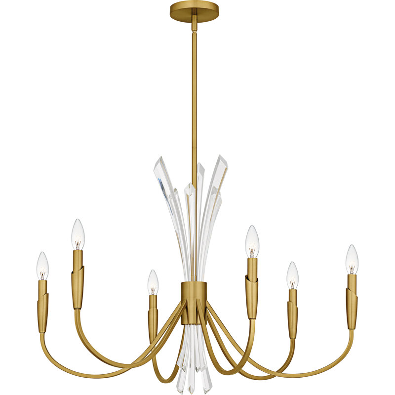 Cecily 6-Light Chandelier, 6 Lights, 24.25" H x 32" W x 32" D, Brushed Gold