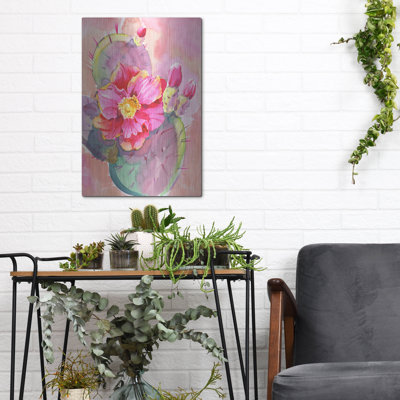 «Cactus Bloom I» par Paul Brent, art mural en métal, 24 po x 36 po