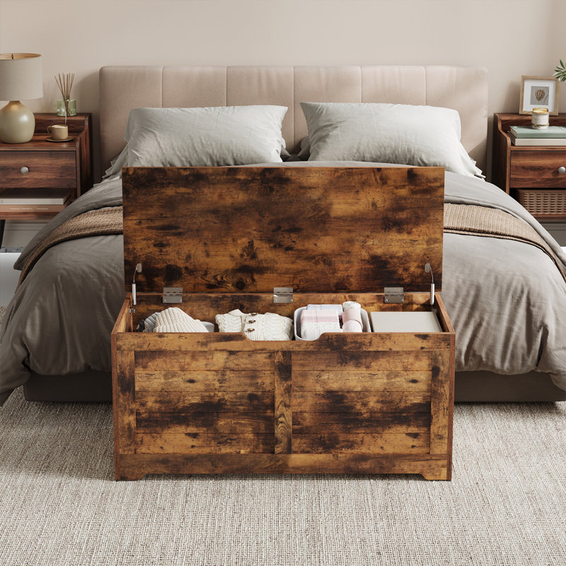 Banc de rangement Kebra , H 18,1 po x l 39,4 po x P 15,7 po, Brun rustique