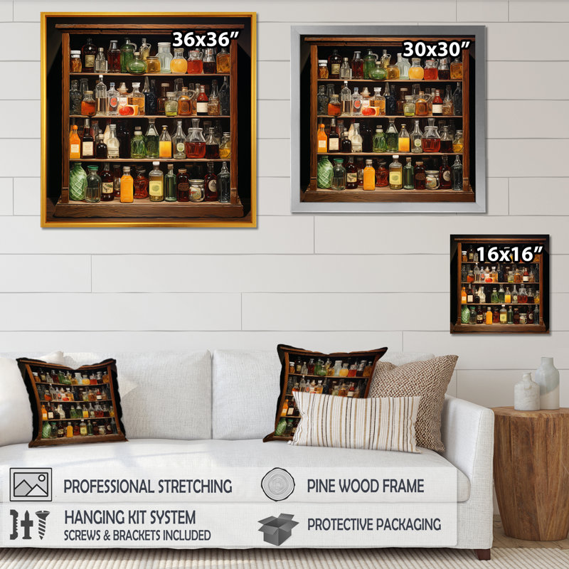 «Green Bottled Cocktail Art» - Art mural sur les aliments et les boissons, H 36 po x l 36 po x P 1,5 po