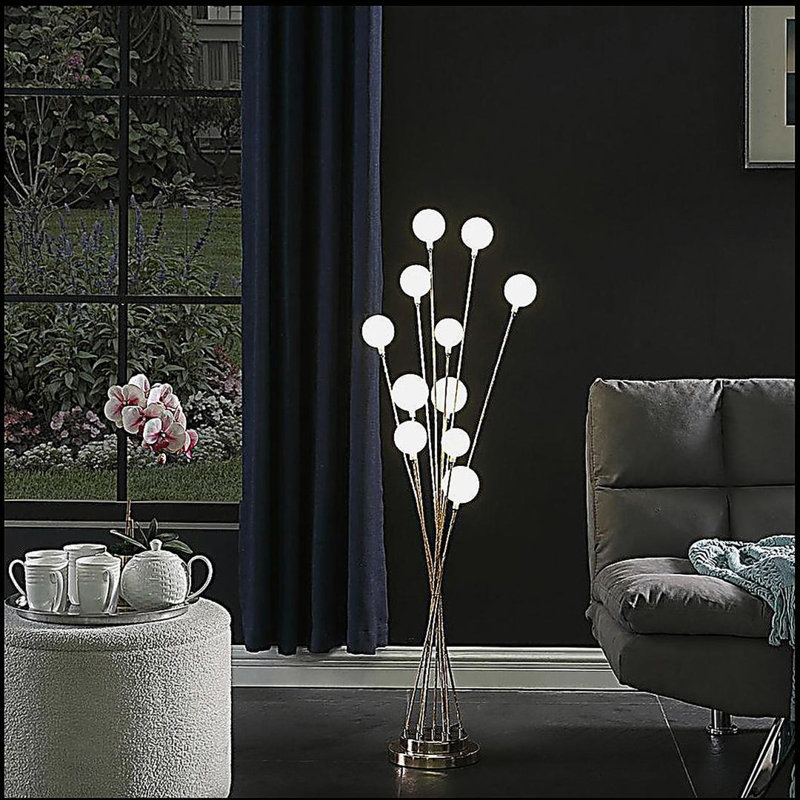 Lampe sur pied à boule en acrylique chromé 11 lumières 46 "46 po