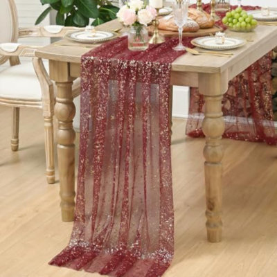 Chemin de table 6 pièces en gaze doré bourgogne 6 pouces 120 pouces 10pi