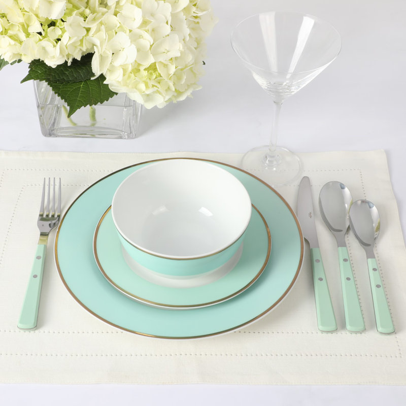 Coastal Blue and White Porcelain Dinnerware Set, Service for 4