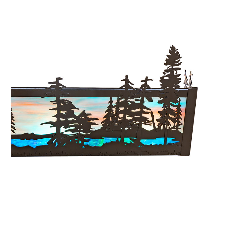 Rustic Lodge 4 - Light Bath Bar, 7" H x 72" W x 6.25" D, Blue/Green/Purple, Timeless Bronze