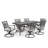  Outdoor 7-Piece Cast Aluminum Patio Dining Set with Square Table, 6 Swivel Rocking Chairs-362127587