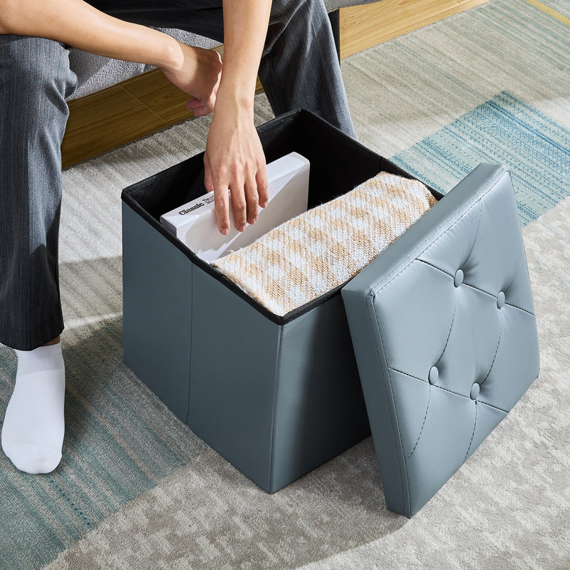 Repose-pieds en cuir Markeitha, Similicuir gris