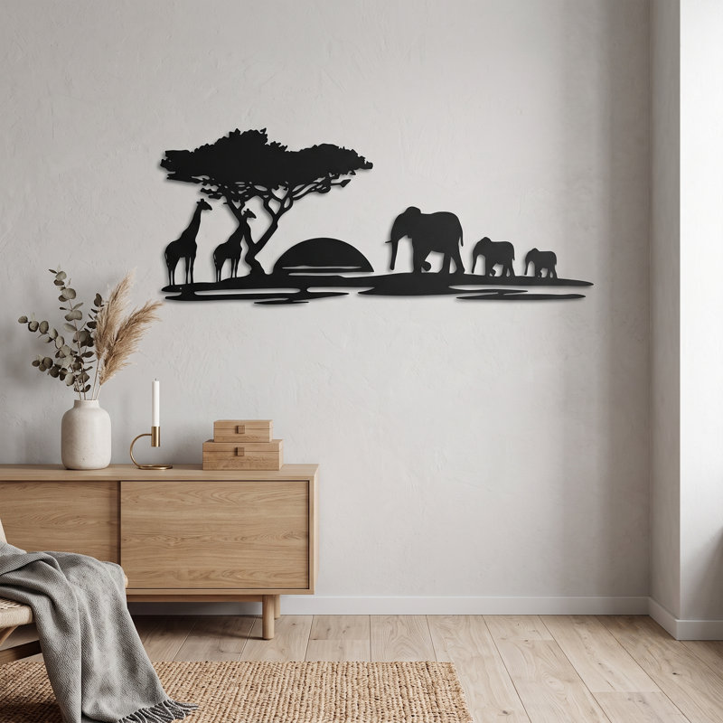 Aaria African Safari Silhouette Metal Wall Art