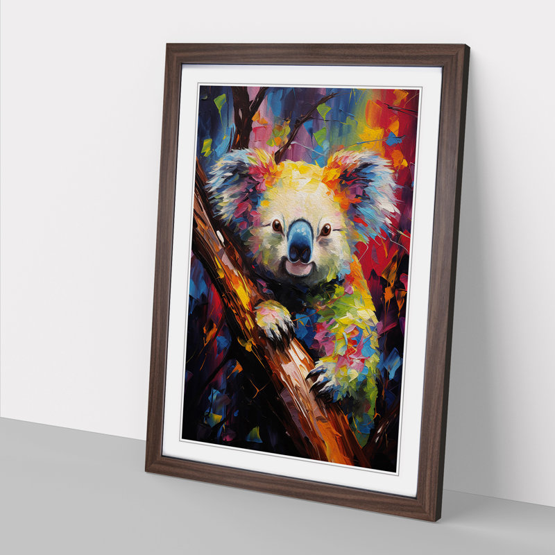 Koala Bear Expressionism Art - Framed Print, 46cm H x 34cm W, Walnut Framed