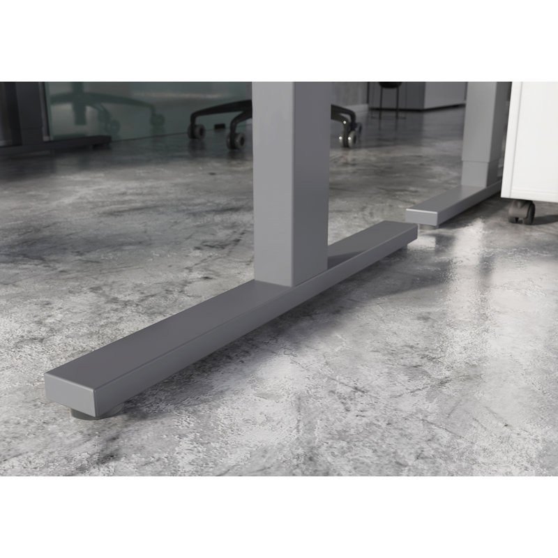 Adjustable Metal Base Standing Desk, Light Grey/Silver