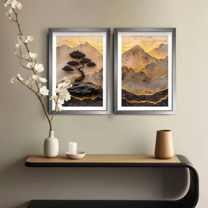 Élégantes peintures décoratives en panneau de fibres à densité moyenne (2 pièces), 15,0 x 20,9 pouces | 100% panneau de fibres à densité moyenne (épaisseur: 0,1 pouce) avec 100% cadres en bois (épaisseur: 0,8 pouce) | Parfait pour le salon, la chambre à coucher et le bureau, élégant et accrocheur