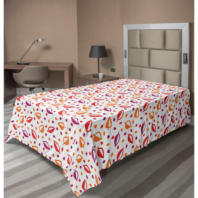 Drap plat moderne de style bohème Ambesonne, Drap plat pour lit simple, Rouge écarlate / jaune souci / motif floral magen