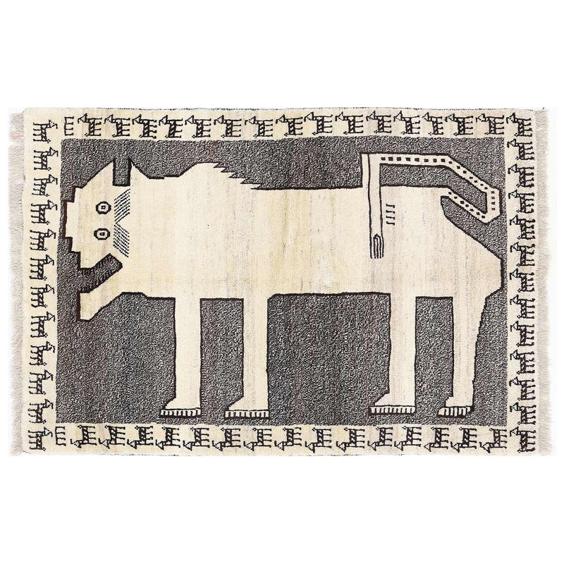 Tapis noué à la main 3 pi 5 po x 5 pi 1 po Animal
