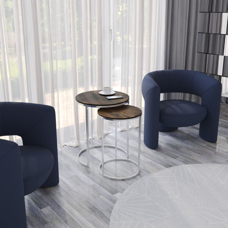 Shalyssa Solid Wood Coffee Table, Concrete, Chrome
