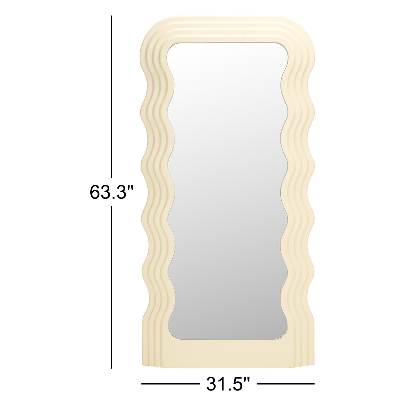 Ranstead Wavy Floor Mirror, White