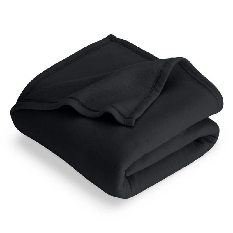 Couverture polaire légère, Double / Grand, Noir