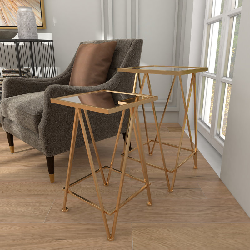 Giglio Tray Top Nesting Tables, Gold