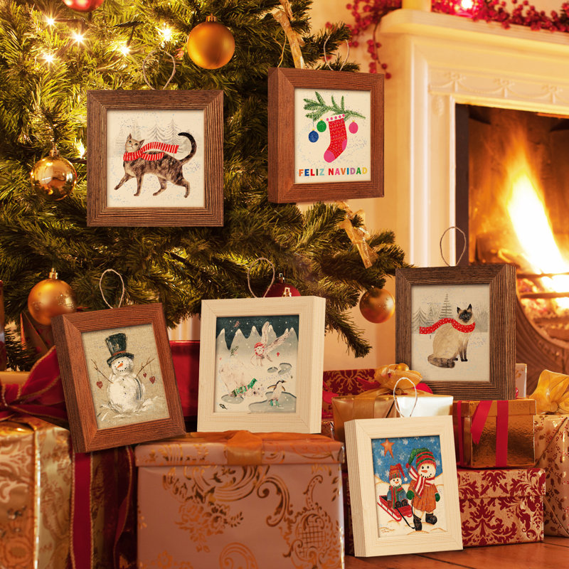Ensemble de 6 ornements photo suspendus de Noël