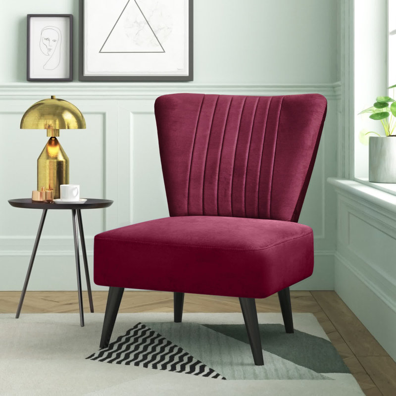Collin Upholstered Slipper Chair, Fuchsia Velvet