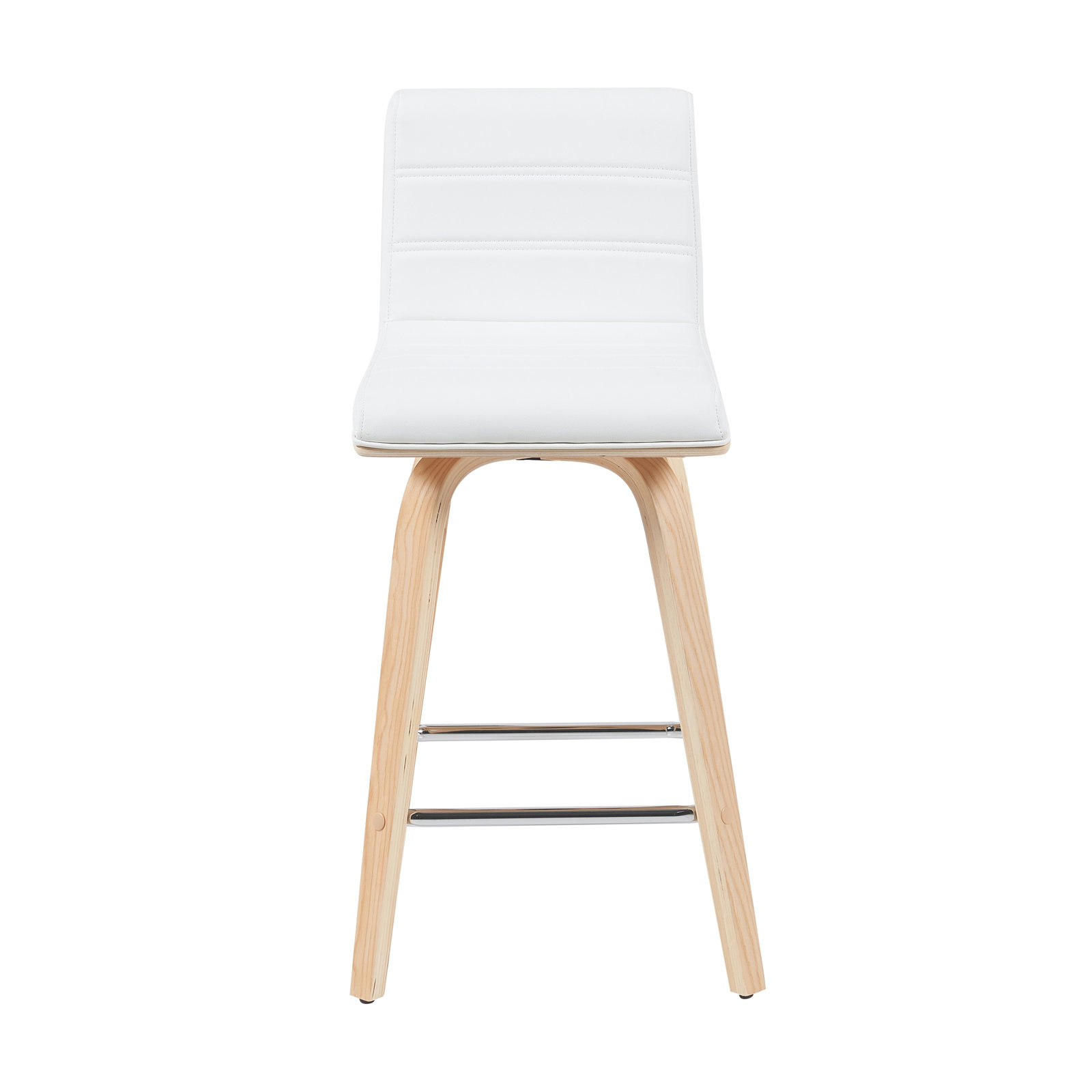 Biance Swivel Bar and Counter Stool, Counter Stool (26" Seat Height), White Faux Leather, Natural