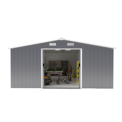 Color-Coated Steel Tool Shed With Surface Protective Film And Two Skylights, Suitable For Use As A Tool Storage Room, Bicycle Shelter, Utility Room, Or Pet House.