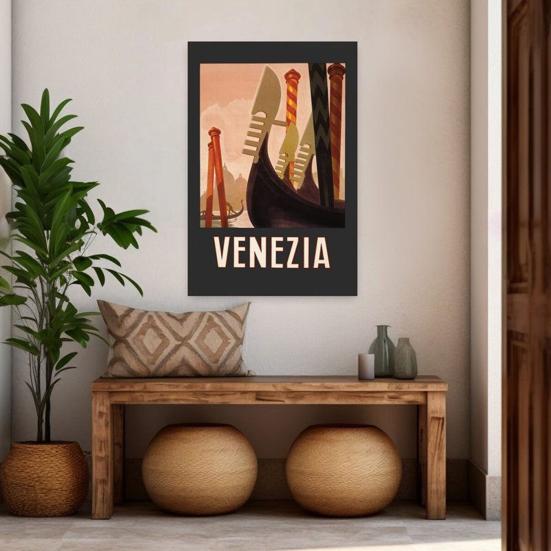 «Venezia», affiche d'art rétro de ville rétro colorée rétro, 48" H x 32" W