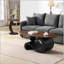 Ensemble de 2 tables basses gigognes noires, ovales et rondes pour des espaces de vie modernes et polyvalents-700974930