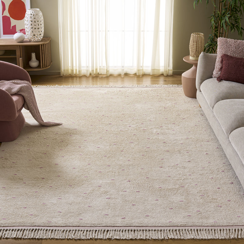 Tapis ivoire / rose Easy Care 212, Rond 4 pi