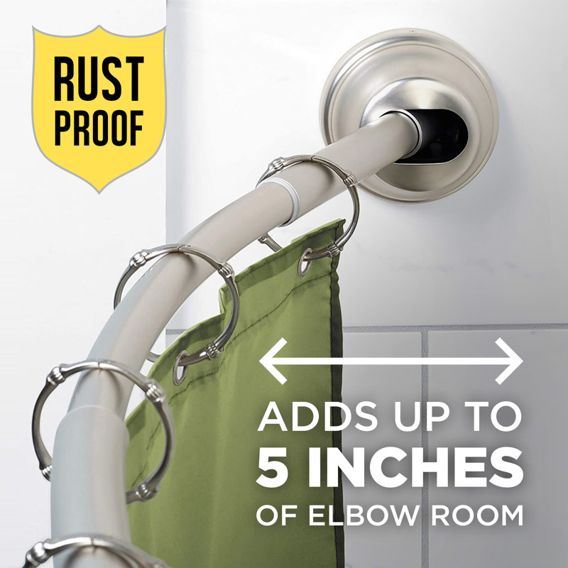 Adjustable Brushed Nickel Curved Shower Rod 32"-40"
