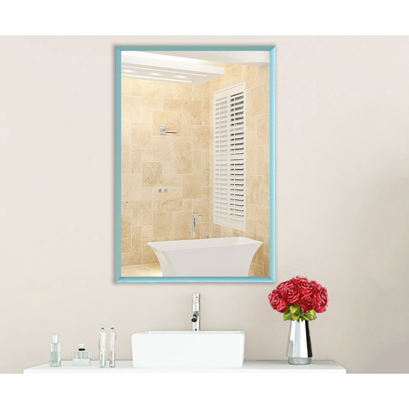 Derosier Metal Flat Wall Mirror, 60.5'' x 25.5'', Robins Egg