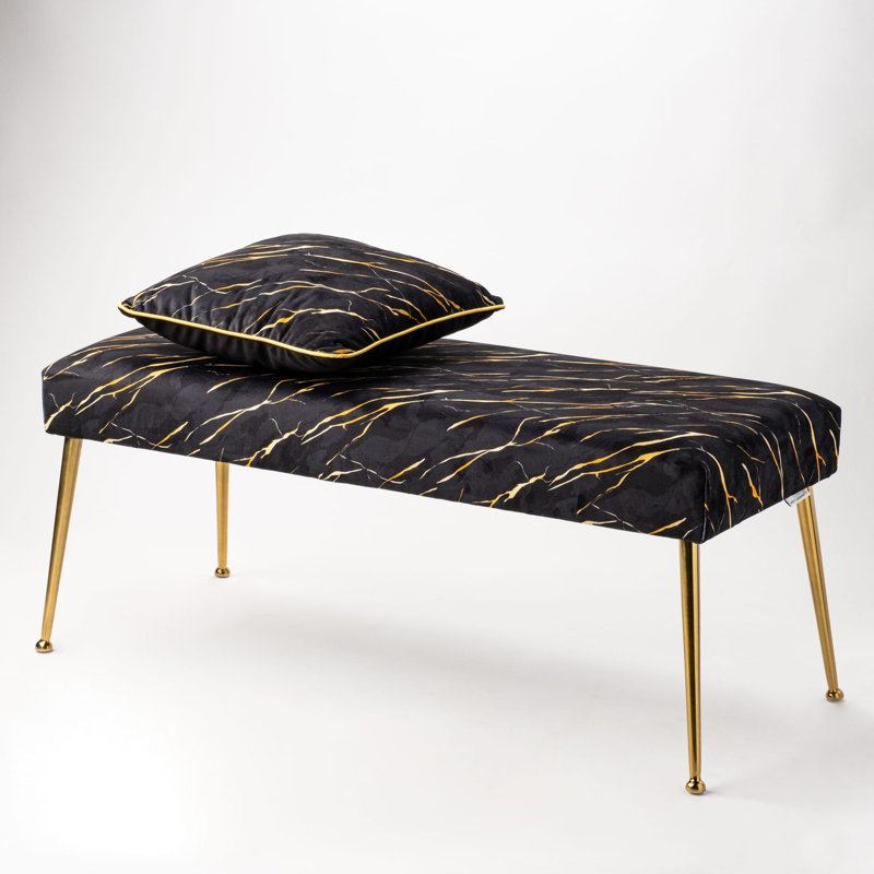Tikku Velvet Upholstered Bench, H40 x W100 x D30cm