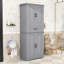 Grande armoire de rangement autoportante pour salle de bain avec tablette réglable, tiroir et conception anti-basculement-640889808