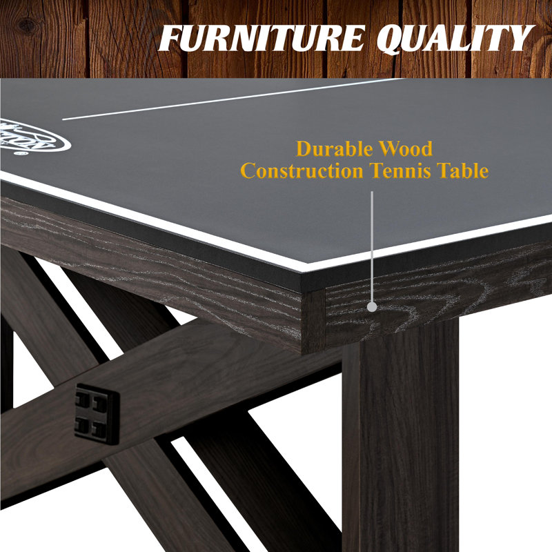 Barrington Fremont 9' Dark Wood Table Tennis Table with Metal Net