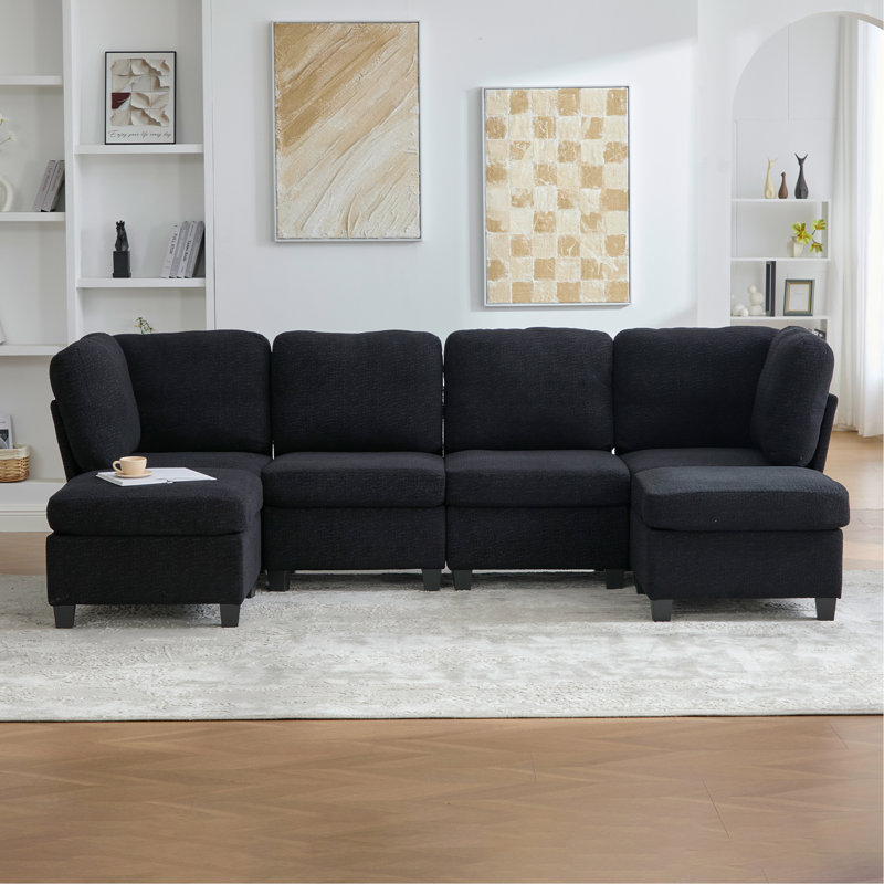 Canapé modulaire modulaire: canapé modulaire convertible à 6 places avec méridienne, canapé modulaire surdimensionné en U avec repose-pieds avec rangement