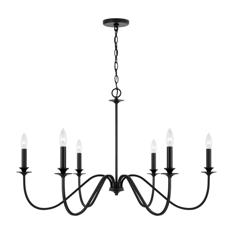 Weston 6 - Light Dimmable Classic / Traditional Chandelier, Matte Black
