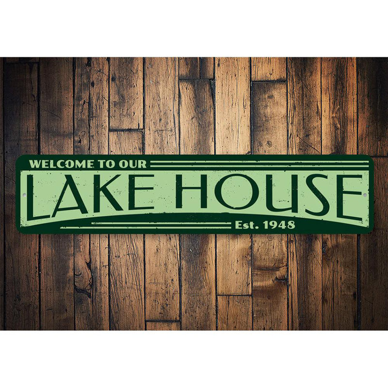Enseigne en aluminium établie à Lake House, H 4 po x l 18 po x P 0,04 po