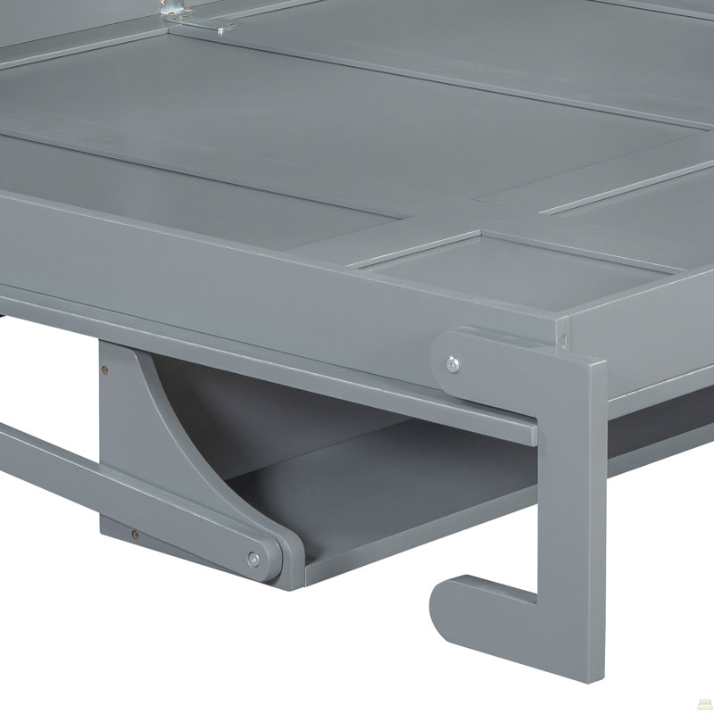Grand lit escamotable avec élévateur hydraulique, Gris, Grand lit