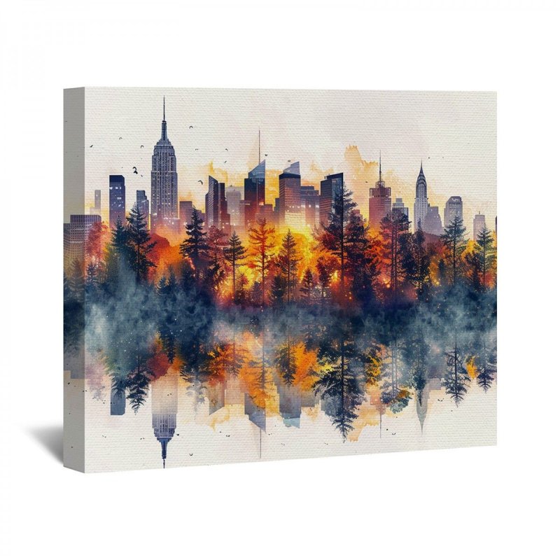 Skyline, reproduction d'art sur toile, H 11 po x l 14 po x P 3 po