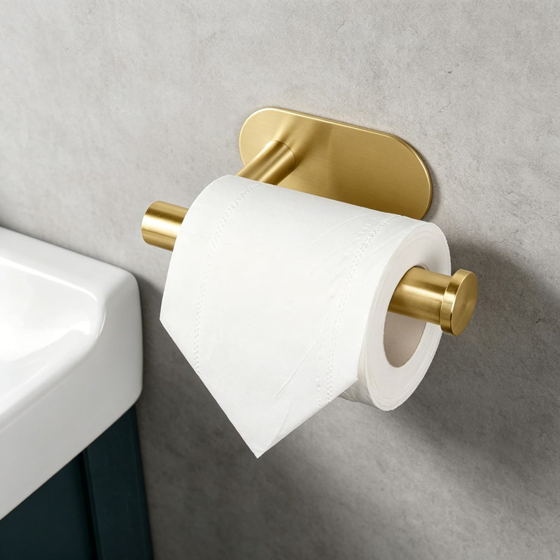Porte-papier hygiénique auto-adhésif, sans perceuse, porte-rouleau de salle de bain en acier inoxydable avec support adhésif solide pour une installation facile