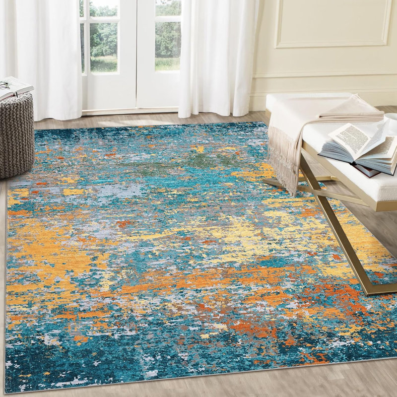 Washable Rug Non Slip Modern Abstract Hallway Runner Rug Rubber Backing Low Pile Contemporary Carpet Kitchen Laundry Entryway Grey