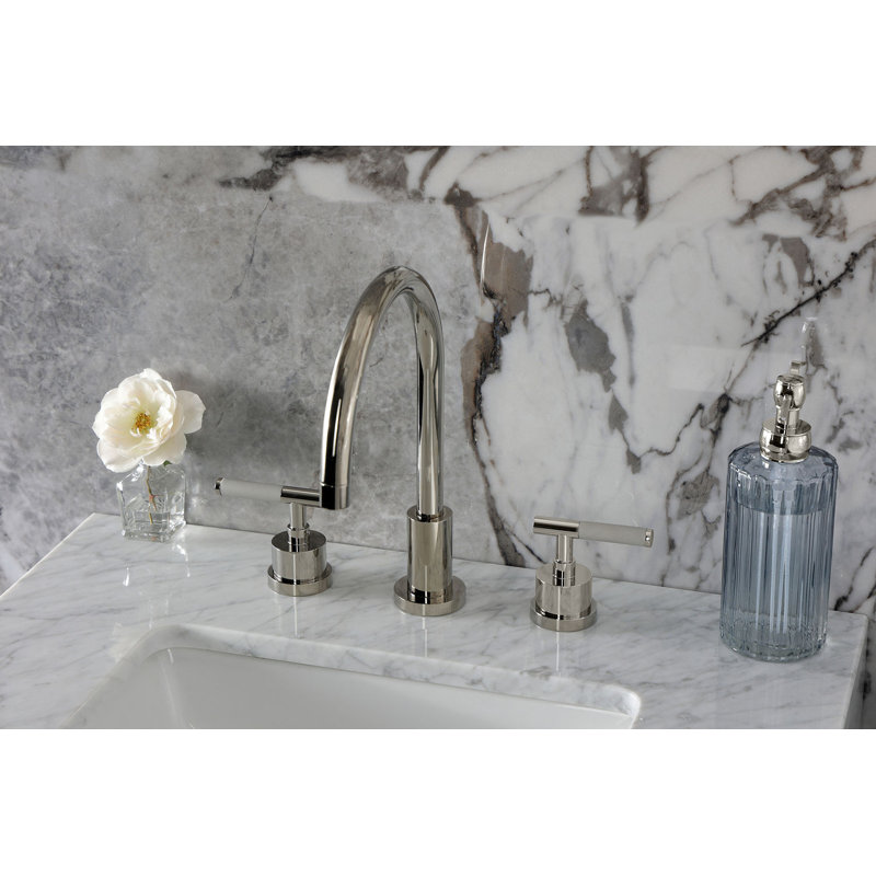 Kaiser Widespread Bathroom Faucet with Drain Assembly, Polished Nickel