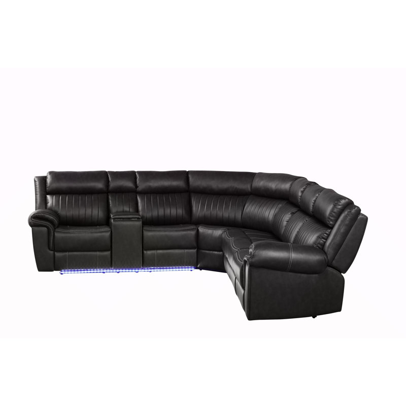 Canapé modulaire inclinable moderne en bois noir, Velours noir