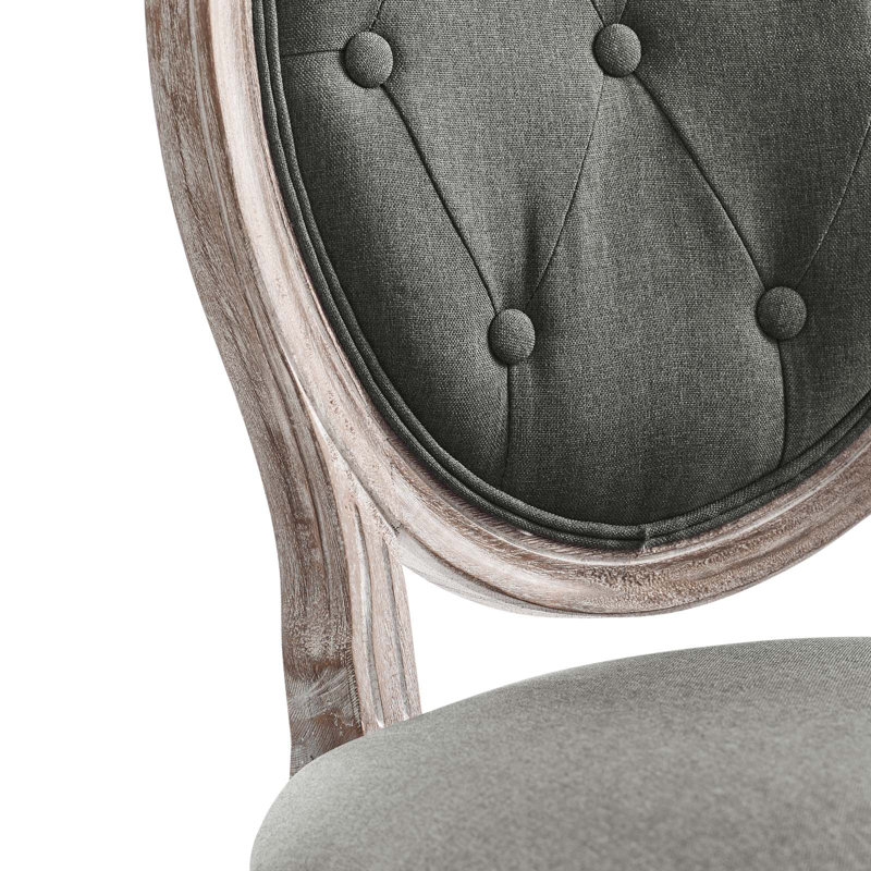 18'' H Tufted Upholstered Side Chair, Natural, Dark Gray Polyester