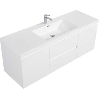 Shivon 59.06'' Single Bathroom Vanity with Resin Top