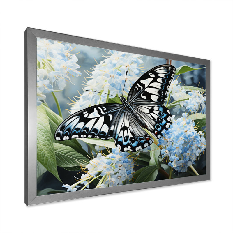 «Incy Blue Butterfly Haven I», reproduction, H 24 po x l 32 po x P 1 po, Cadre photo argenté