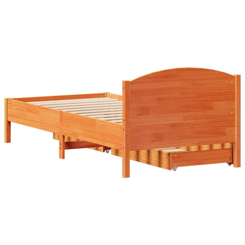Hoch Solid Wood Storage Bed, European Single (90 x 200cm), Wax Brown