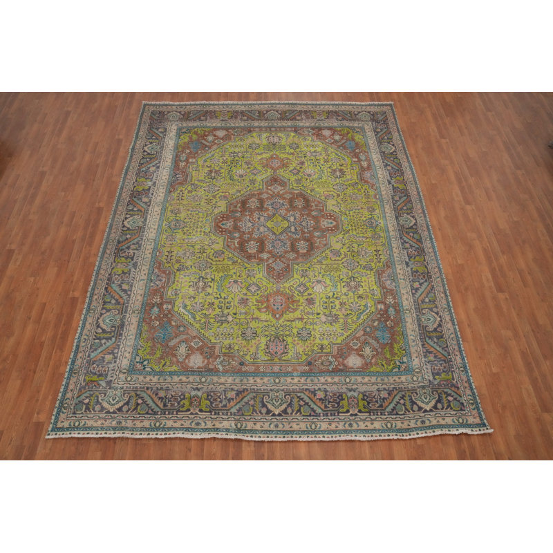 Tapis traditionnel vert clair 10 x 13