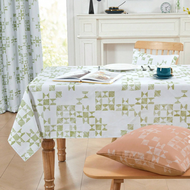 Graffiti Patterned Tablecloth, 1 PCS, 54" x 72", Green