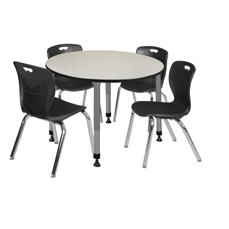 Ensemble de table de salle à manger et de chaises Kee Mobile, H 34 po x L 48 po x l 48 po, Noir, Érable